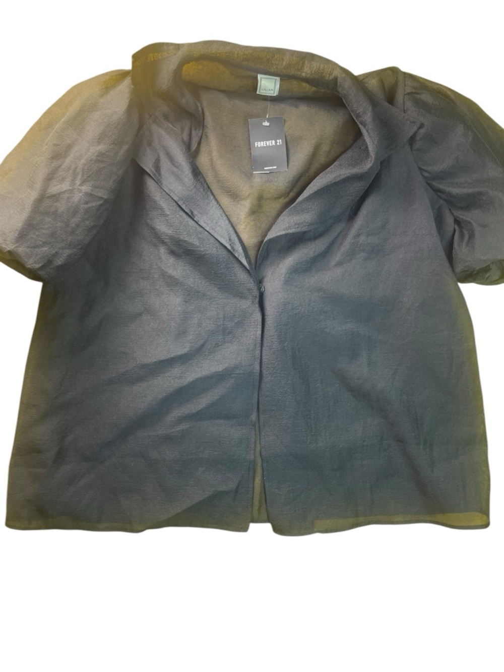 Forever 21 Black Textured Button-Front Blouse